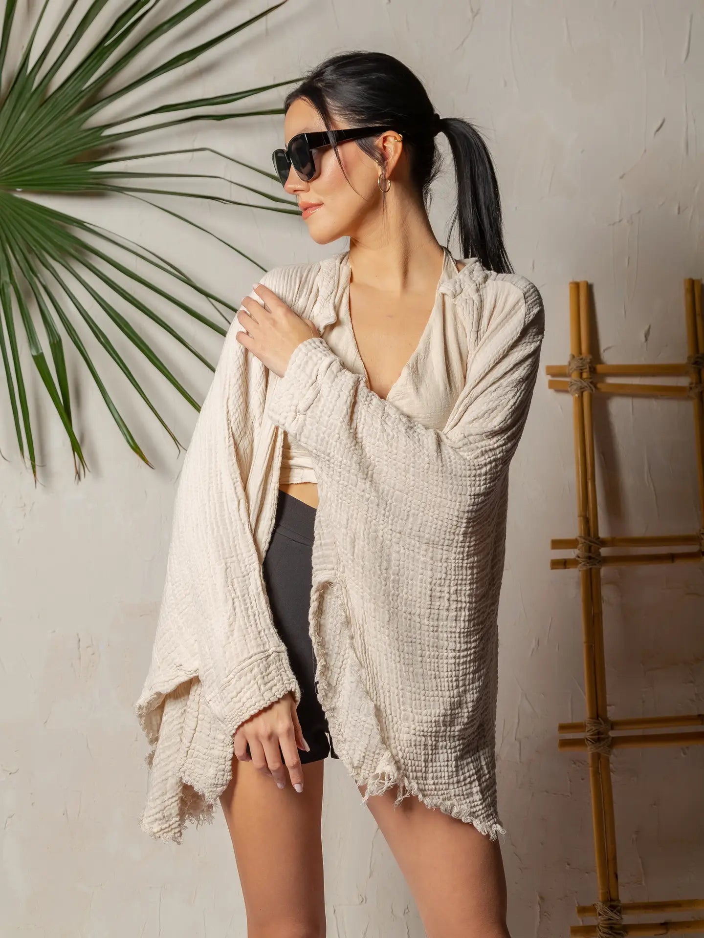 Boho Muslin Kimono Poncho