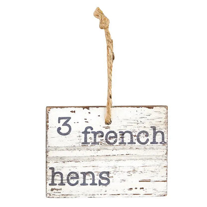 Face To Face Wood Ornament - 3 French Hens