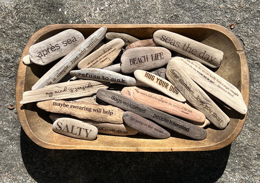 Engraved Driftwood Table Decor