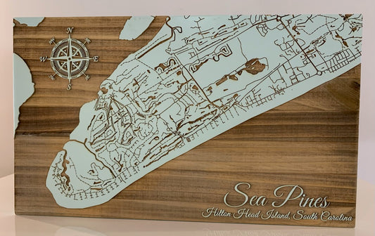 Printed Sea Pines Map Small- Fire & Pine