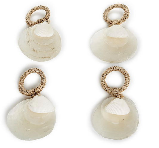 Set of 4 Hand-Crafted Capiz Shell Napkin Rings