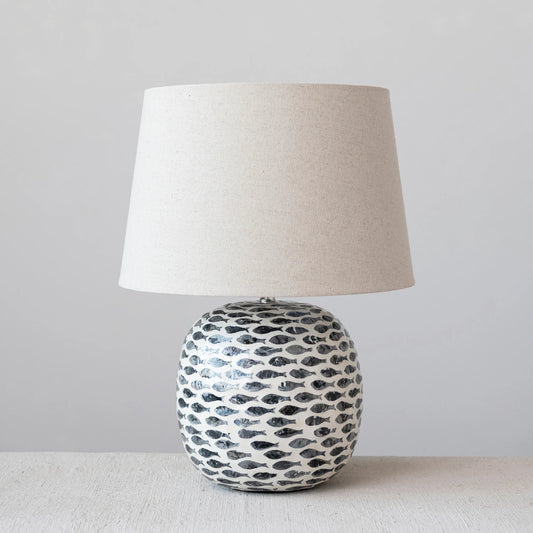 Table Lamp w/ Fish Pattern