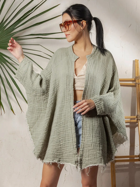 Boho Muslin Kimono Poncho