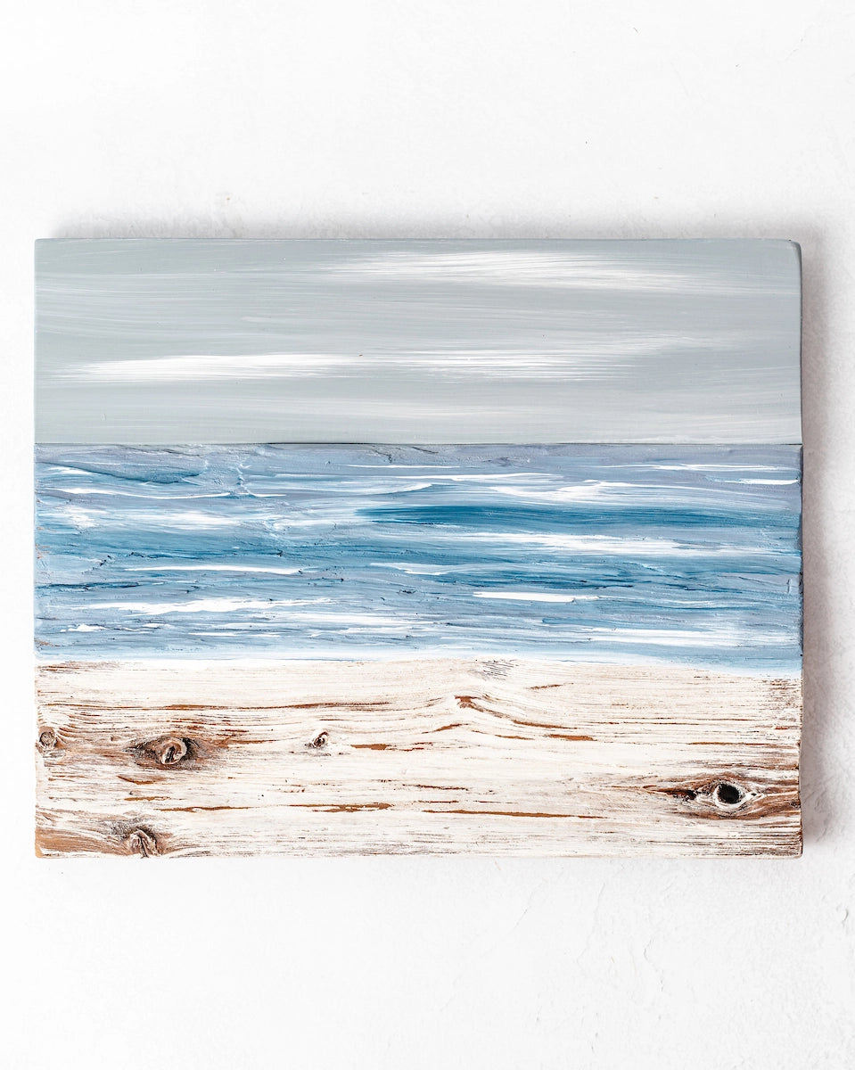 Misty Harbor Reclaimed Wood Ocean Painting | Made in USA