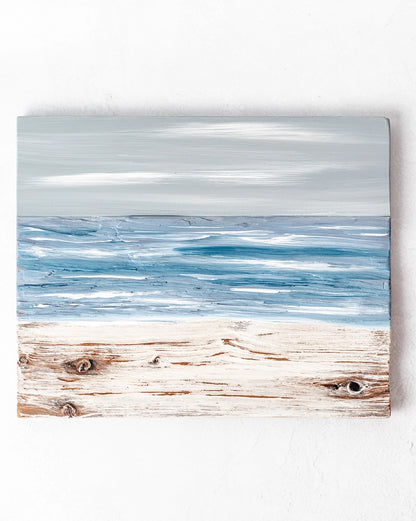 Misty Harbor Reclaimed Wood Ocean Painting | Made in USA