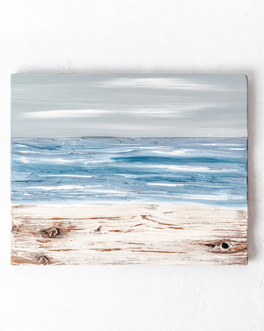 Misty Harbor Reclaimed Wood Ocean Painting | Made in USA