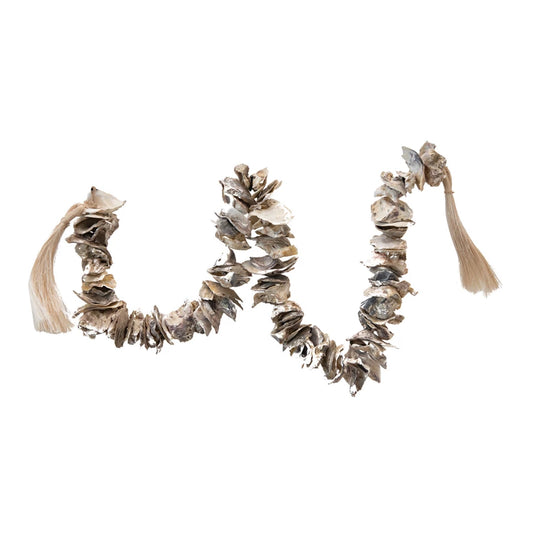 Oyster Shell Garland with Raffia Tassels