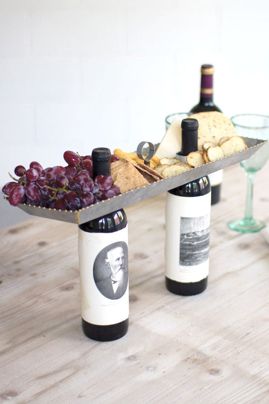 Galvanized Double Bottle Topper Serving Tray