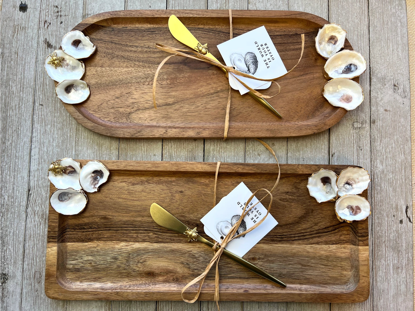 Wood Trays with Oysters